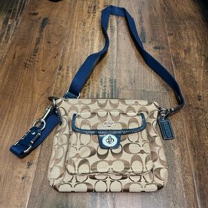 Coach Tan and Navy Crossbody Bag